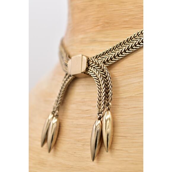 Monet Vintage Choker Chain Necklace Bow Gold Tone Thick Chunky Signed 60s BinBQ - Picture 10 of 12